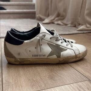 Golden Goose Cream and Navy Sneakers Sz 37